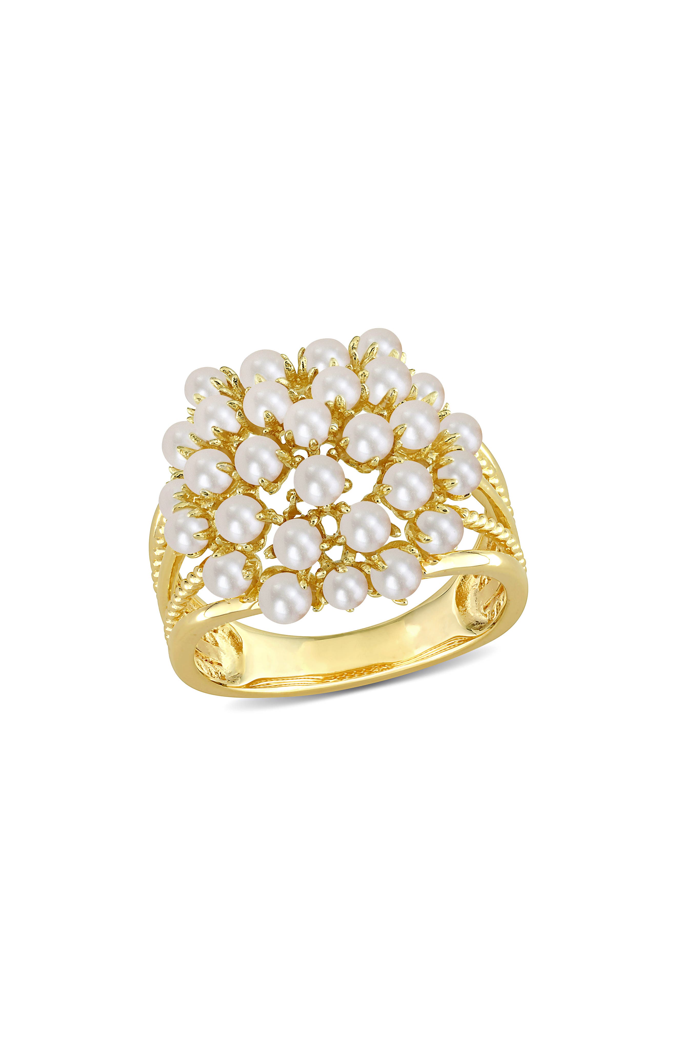 DELMAR 2-2.5mm Cultured Freshwater Pearl Cluster Ring