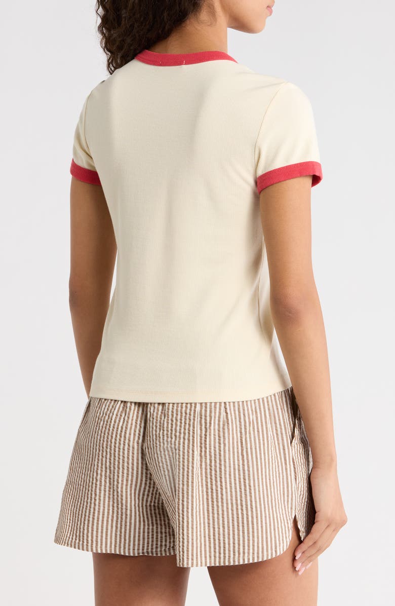 Marine Layer Lexi Rib Ringer T-Shirt, Alternate, color, Cream And Poppy