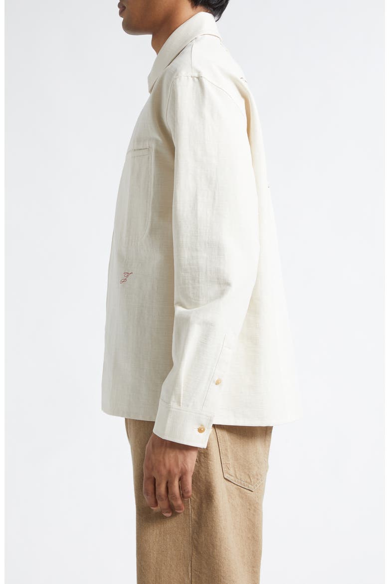 La Chemise Mecano Embroidered Zip Front Shirt, Alternate, color, OFF-WHITE