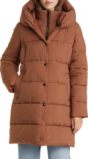 NWT Sam Edelman Faux Fur Hooded good Puffer Coat *missing belt* Size Small