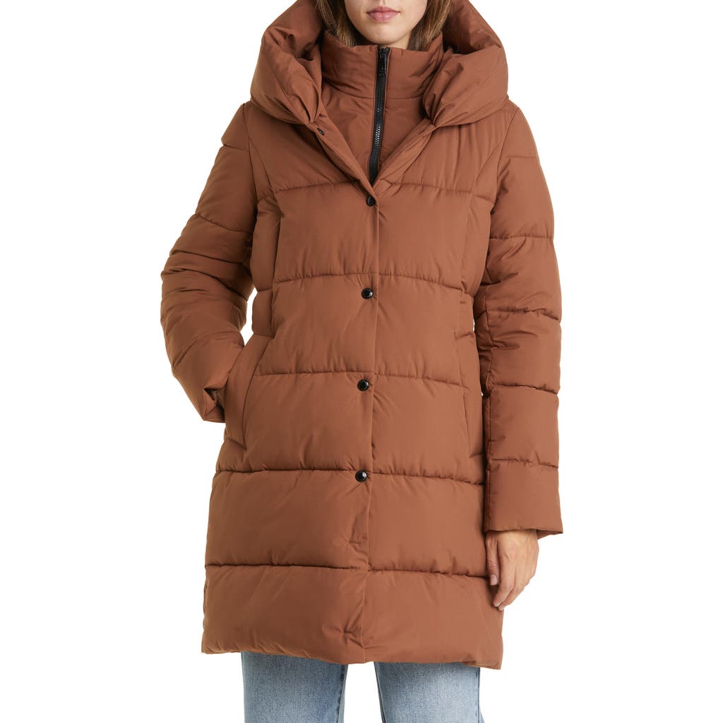 Sam Edelman Women's Oversized-collar Hooded Puffer Coat In Maple