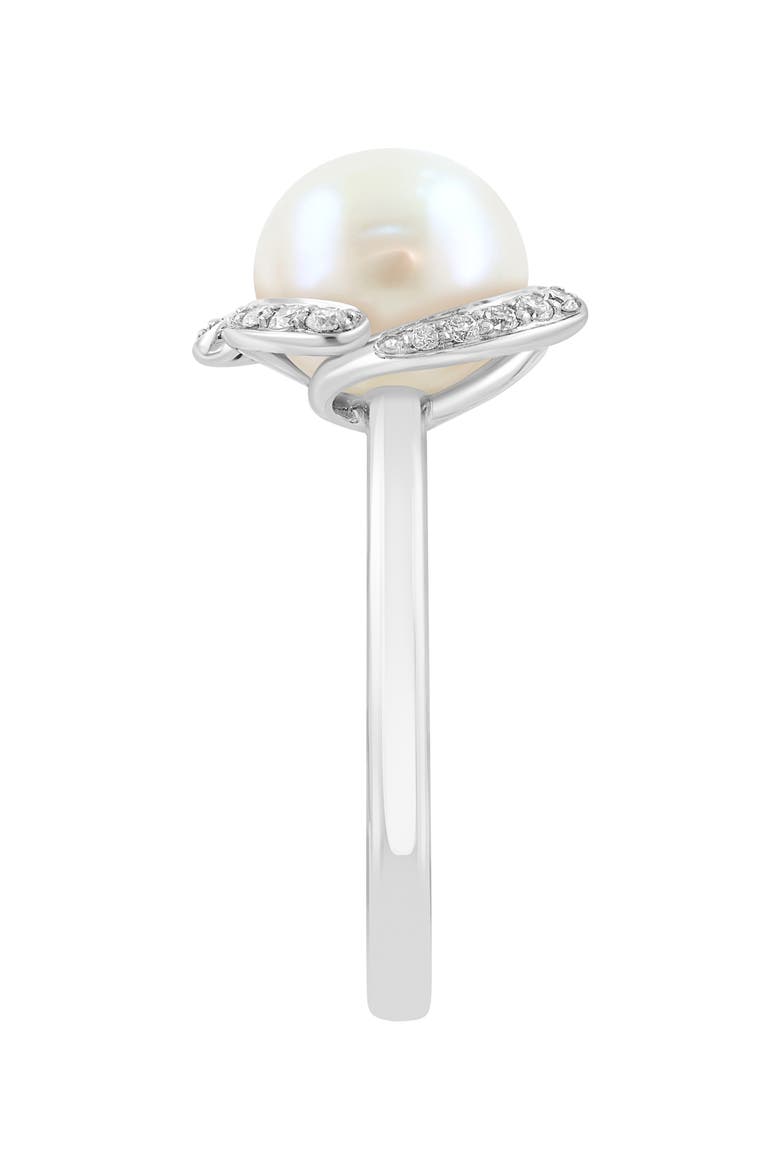 Freshwater Pearl & Diamond Pavé Ring, Alternate, color, WHITE
