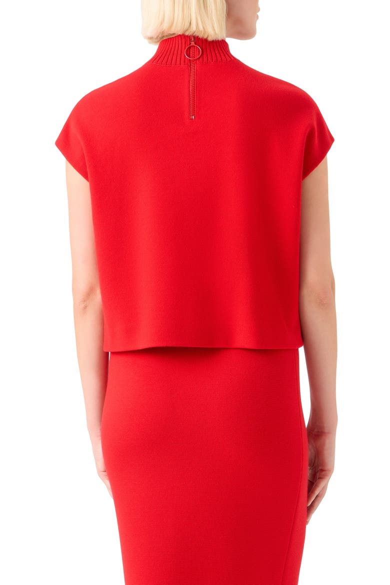 Mock Neck Cap Sleeve Stretch Virgin Wool Sweater, Alternate, color, BRIGHT RED