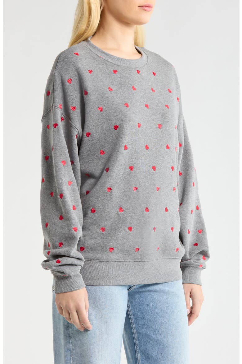 Devyn Embroidered Hearts Oversized Sweatshirt, Alternate, color, RED LOVE HEARTS