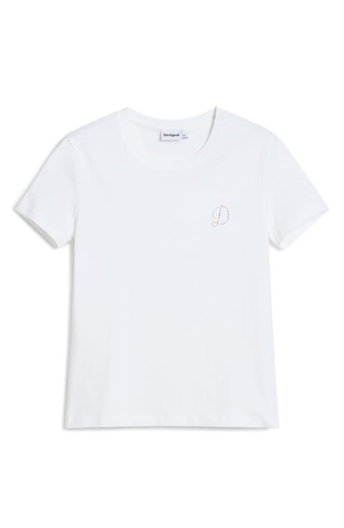 Desigual Rhinestone Embellished Stretch Cotton T-shirt In White