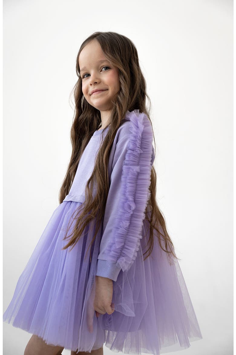 Ruffle Sweatshirt Dress, Alternate, color, Lilac Dream