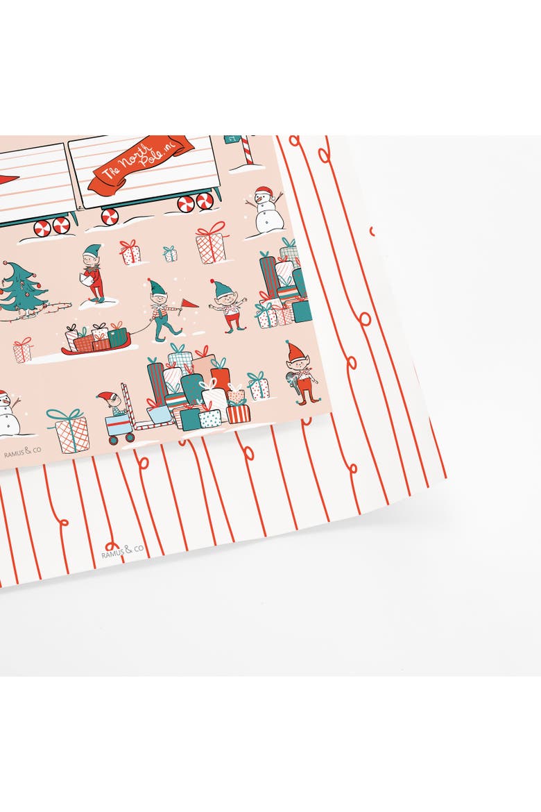 Two-Sided "Elf Workshop" Heavyweight Christmas/Holiday Gift Wrap, Main, color, Multicolored