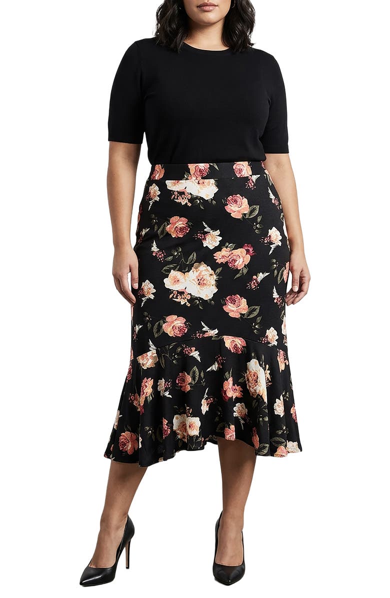 Standards & Practices Floral Print Midi Skirt, Alternate, color, 