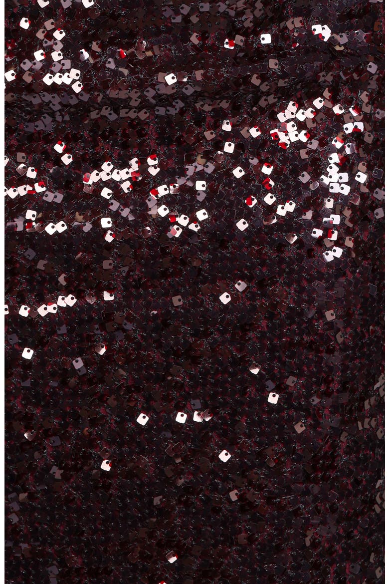 Frida Lace Trim Sequin Midi Dress, Alternate, color, BURGUNDY