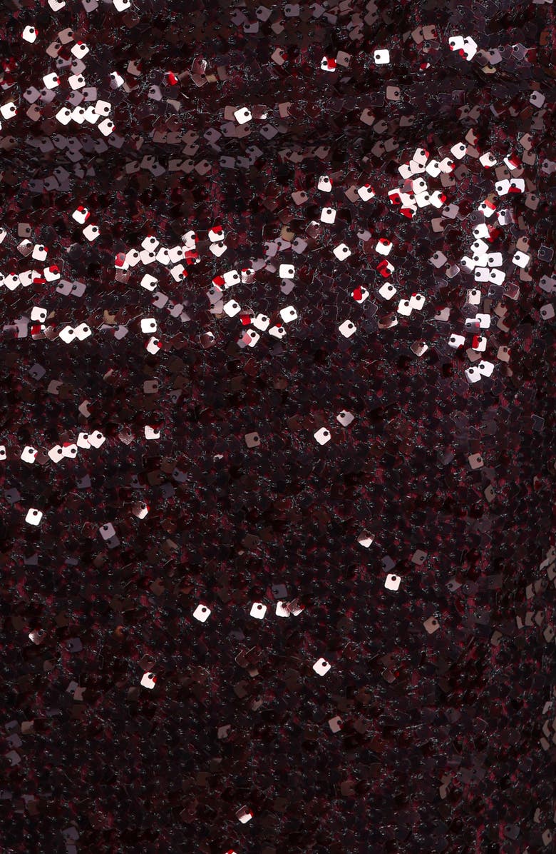 Petal & Pup Frida Lace Trim Sequin Midi Dress, Alternate, color, Burgundy