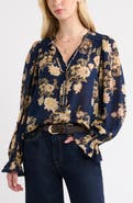 Treasure & Bond Floral Ruffled Button Front Shirt