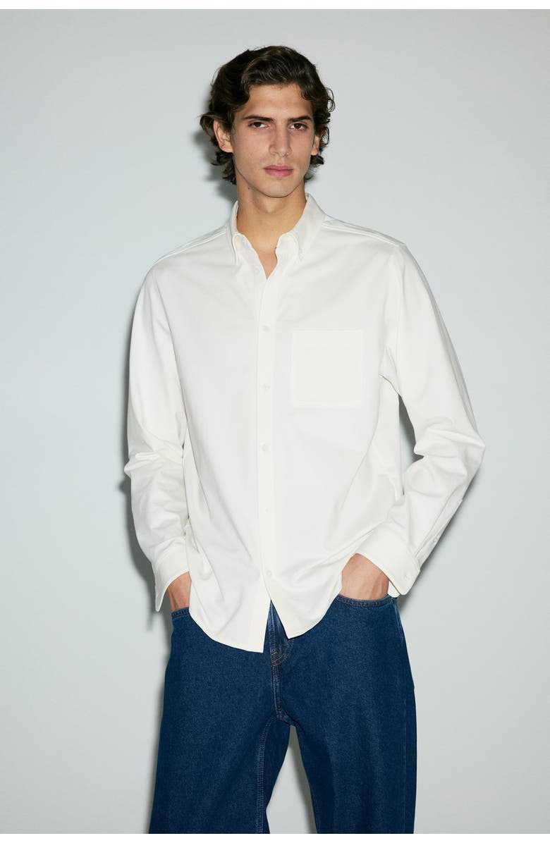 H&M Four-way Stretch Regular Fit Shirt, Alternate, color, White