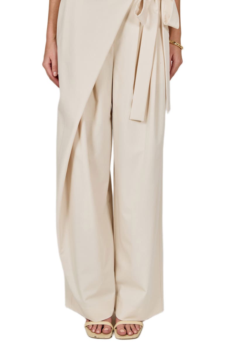 Faux Wrap Wide Leg Pants, Alternate, color, IVORY