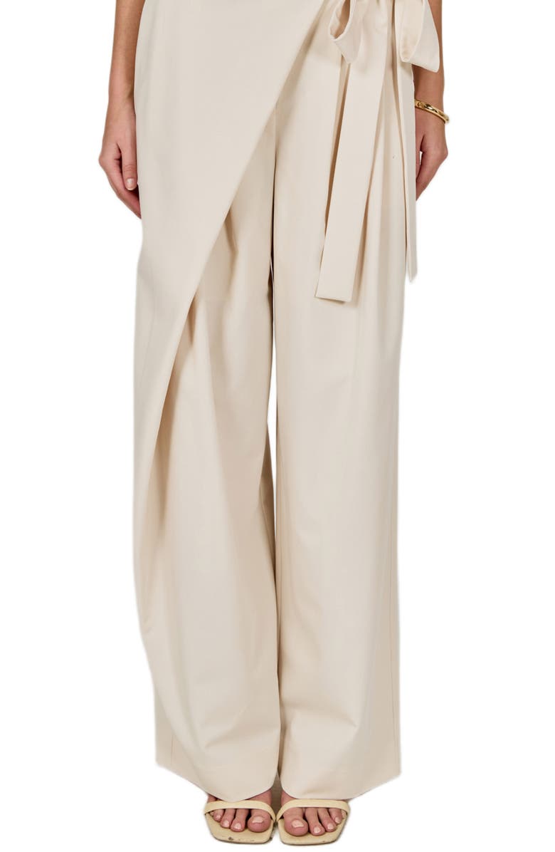 Endless Rose Faux Wrap Wide Leg Pants, Alternate, color, Ivory