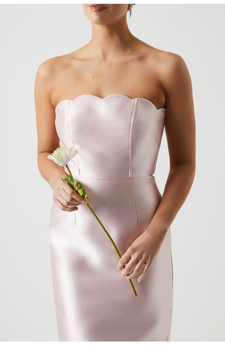Coast Scallop Twill Column Bridesmaids Dress, Alternate, color, Blush