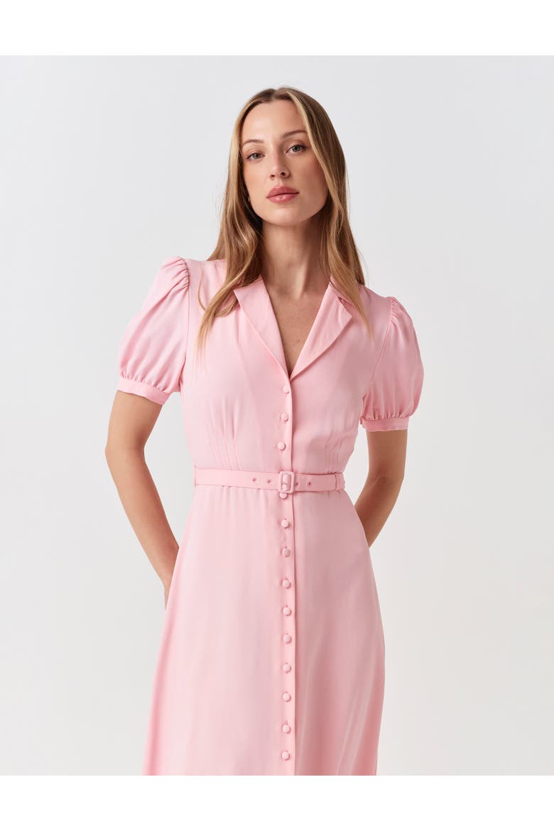Phoebe Crepe Collared Button Down Dress, Alternate, color, Pink