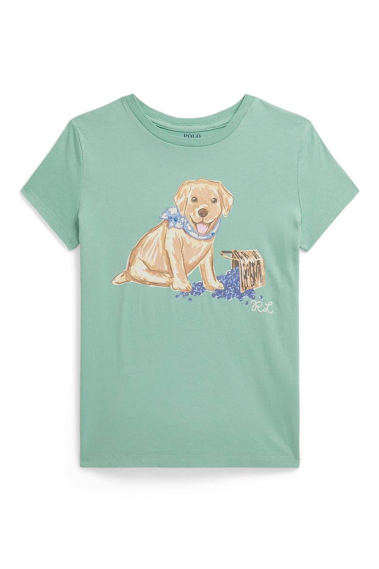 Kids' Puppy Cotton Graphic T-Shirt, Main, color, CELADON