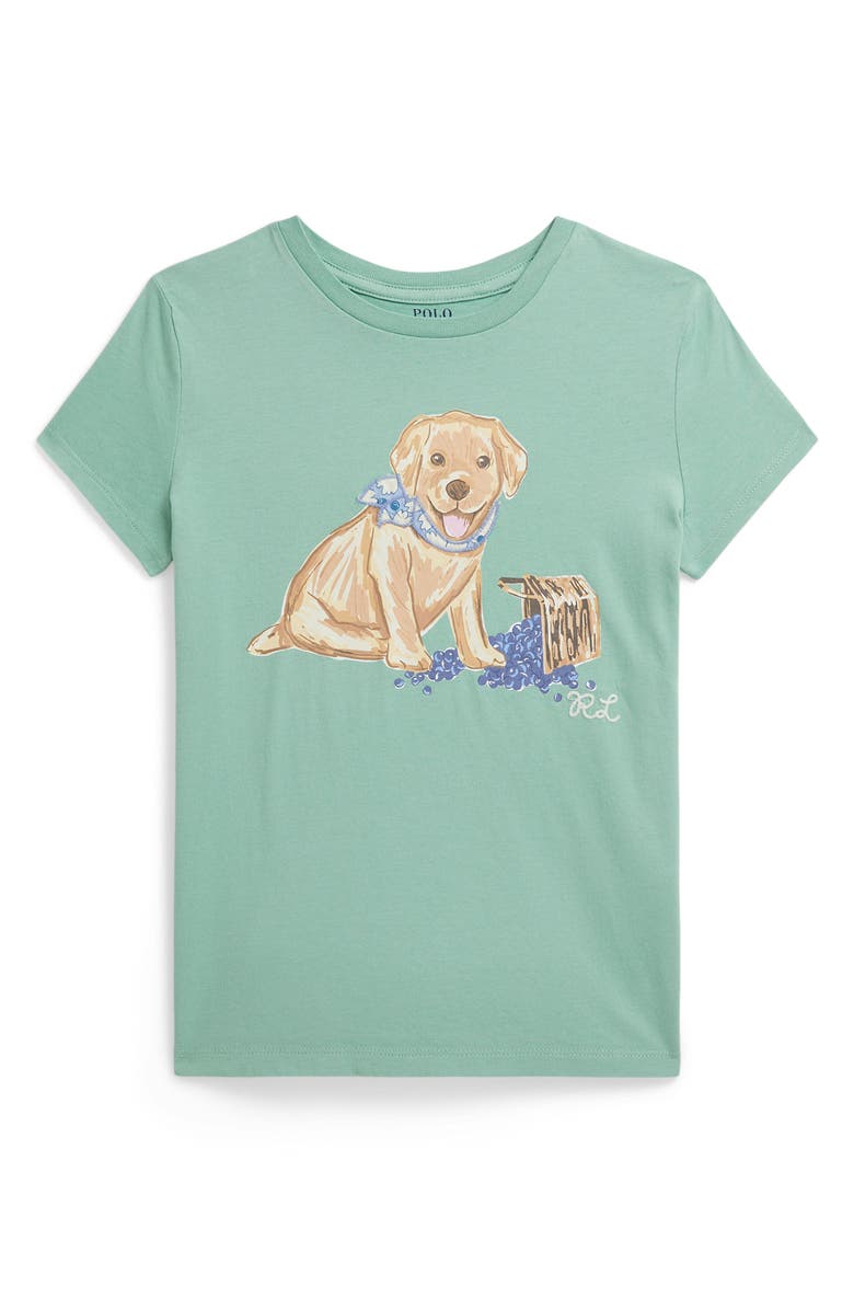 Polo Ralph Lauren Kids' Puppy Cotton Graphic T-Shirt, Main, color, Celadon