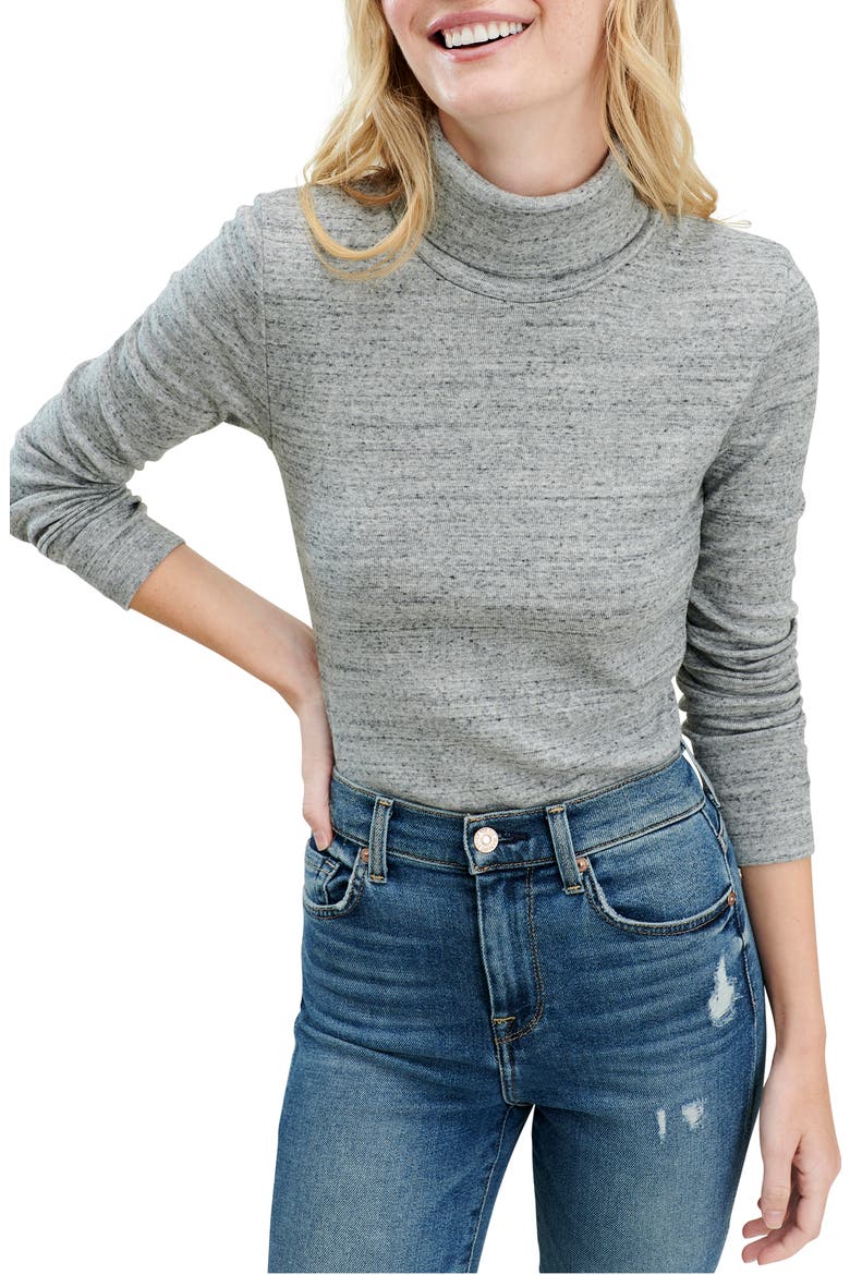Ribbed Turtleneck, Main, color, HEATHER GREY