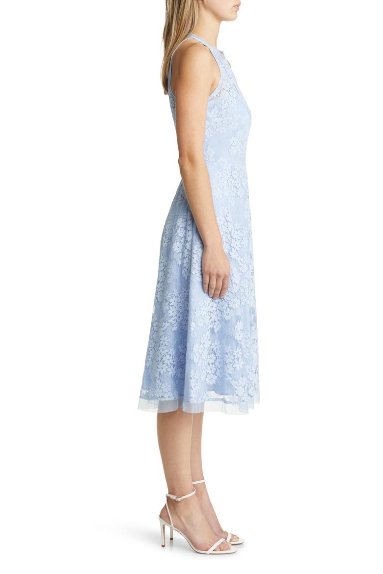 Halter Neck Lace Midi Dress, Alternate, color, BLUE
