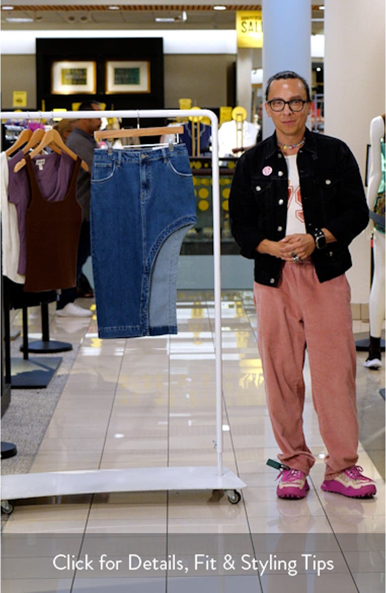 Slit Denim Midi Skirt, sales video thumbnail