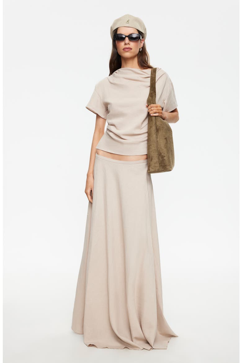 Halcycon Linen Blend Maxi Skirt, Alternate, color, BEIGE