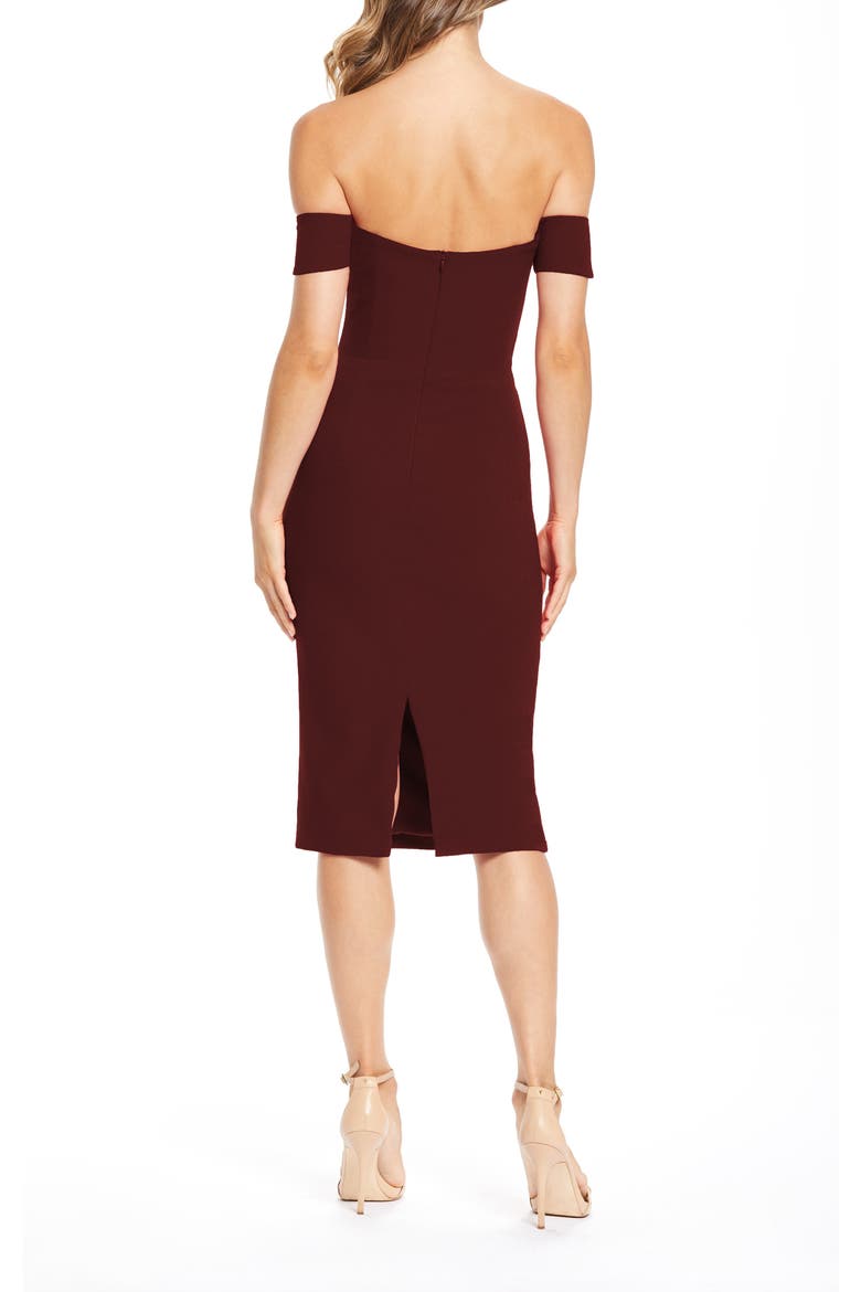 Bailey Off the Shoulder Body-Con Dress, Alternate, color, BURGUNDY