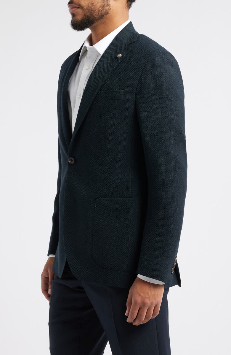 Jack Victor Hampton Stretch Wool Herringbone Sport Coat, Alternate, color, Dark Olive
