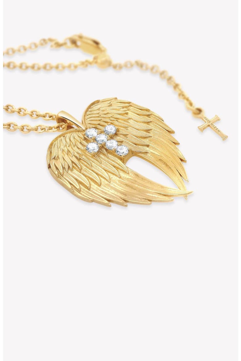 Divine Wings Cross Necklace, Alternate, color, 18k Gold Plated