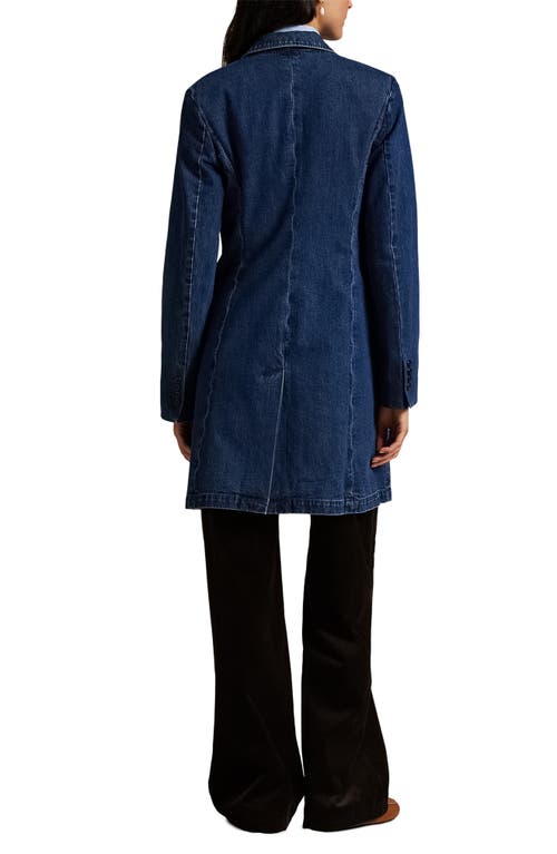 Polo Ralph Lauren Rigid Denim Double Breasted Coat In Blue