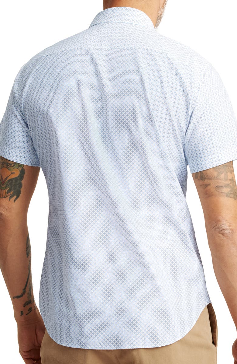 Bonobos Slim Fit Geo Pattern Short Sleeve Performance Button-Up Shirt, Alternate, color, Bahia Geo