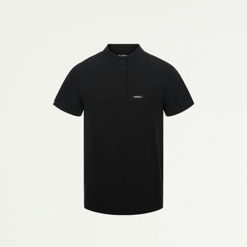 Jaanuu 1-pocket Classic Banded Collar Scrub Top In Black