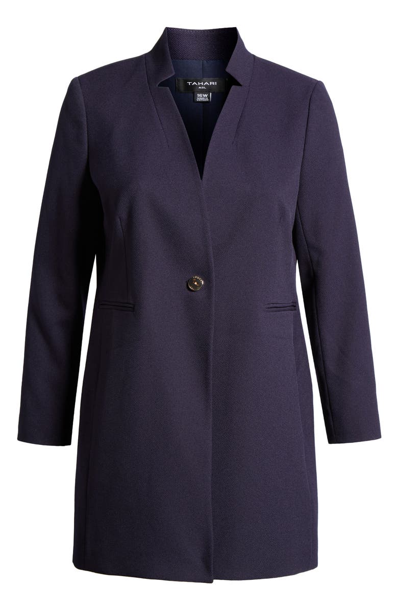 Tahari ASL One-Button Twill Jacket, Alternate, color, Navy