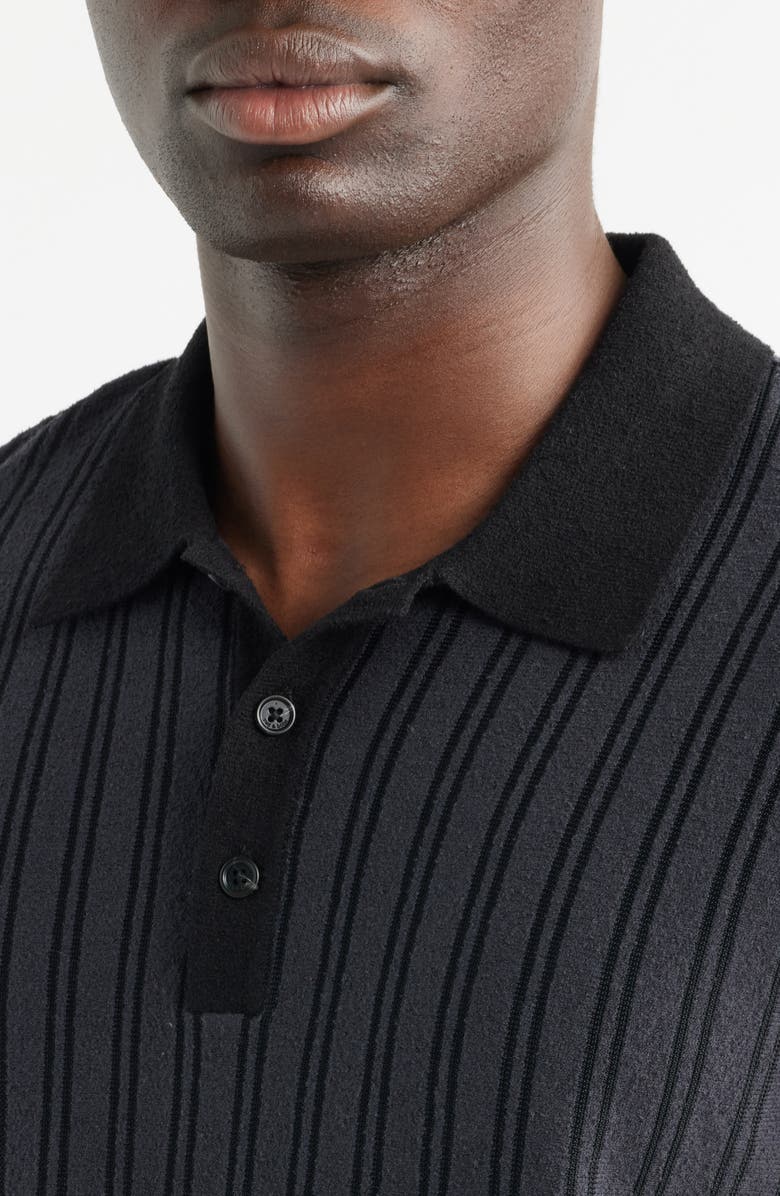 rag & bone Zuma Stripe Terry Cloth Polo, Alternate, color, Navy