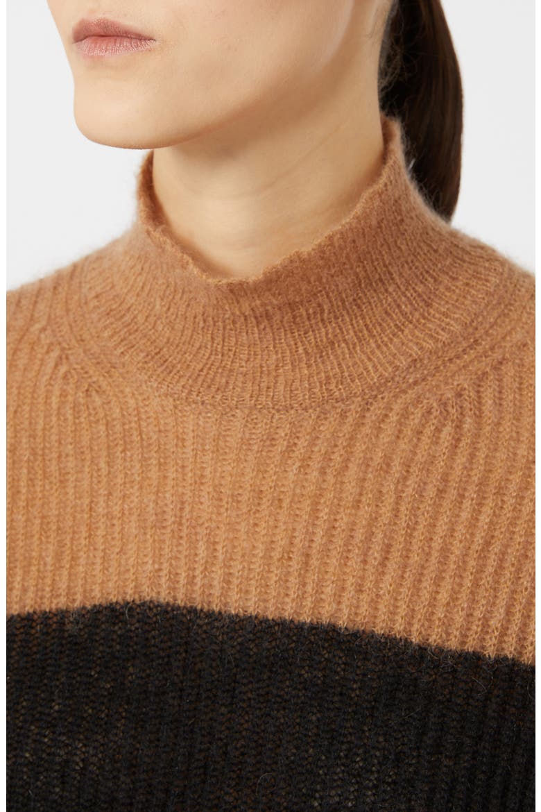 Tenna Stripe Turtleneck Sweater, Alternate, color, CAMEL