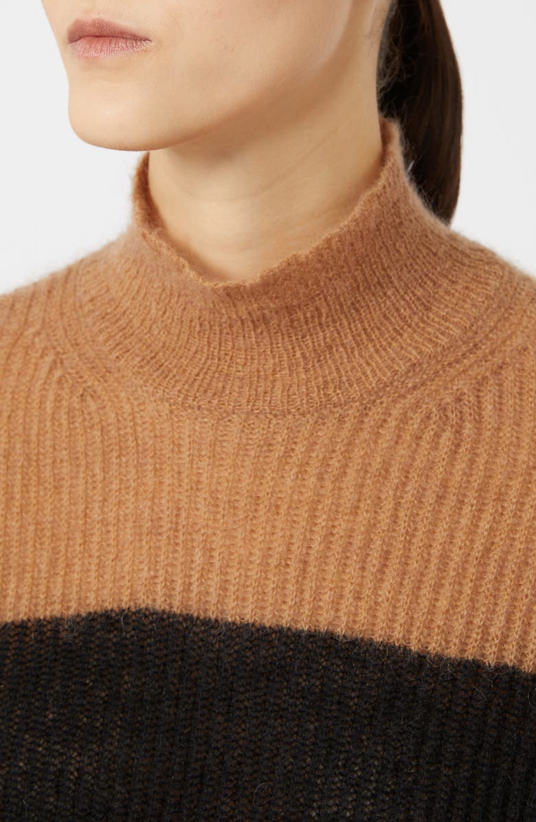 MM by Max Mara Tenna Stripe Turtleneck Sweater, Alternate, color, Camel