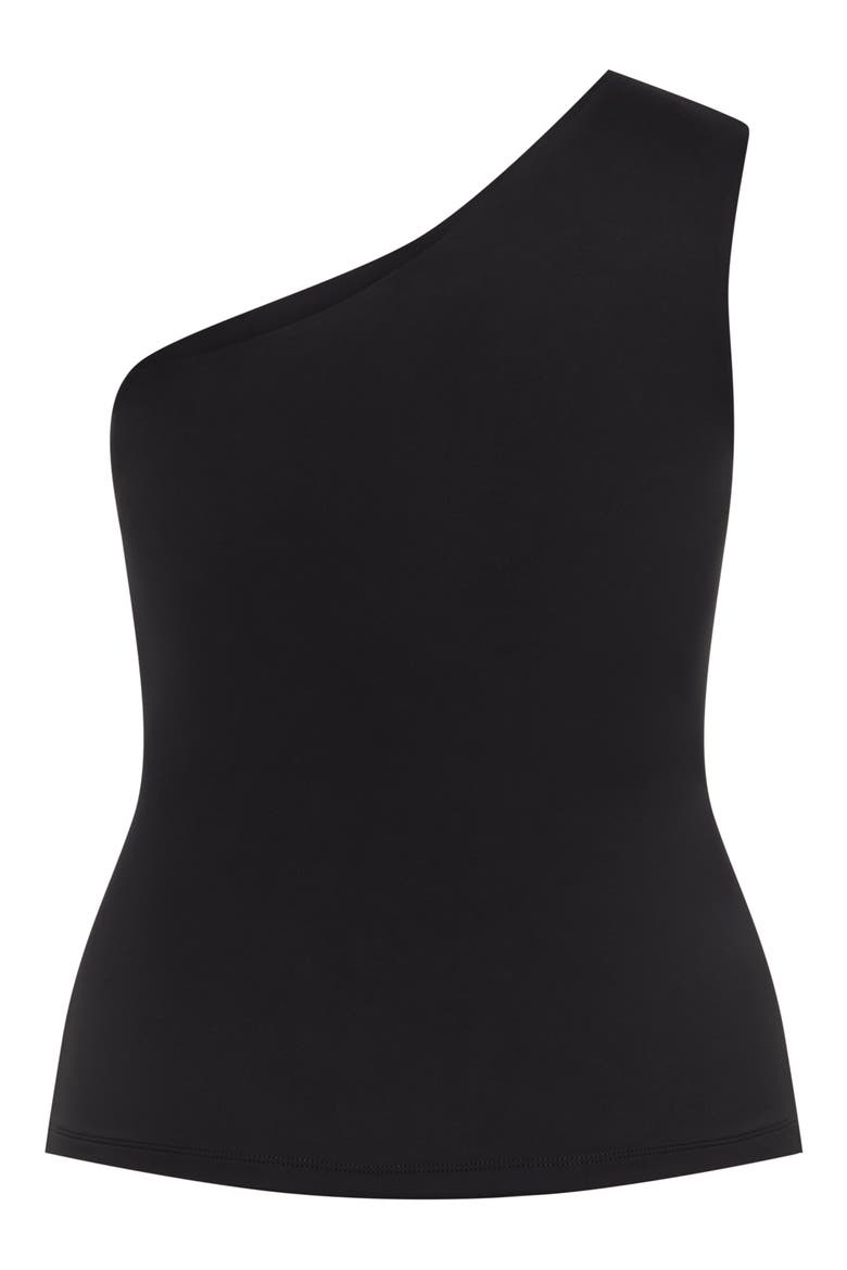 Swept Away One-Shoulder Top, Alternate, color, BLACK