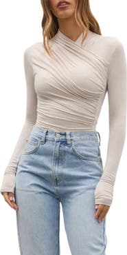 Bayse Amrita Ruched Long Sleeve Bodysuit