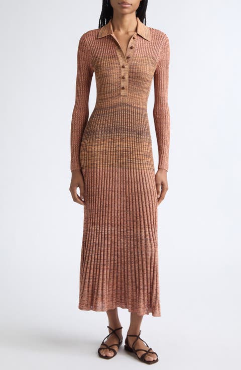 Mouliné Rib Polo Sweater Dress