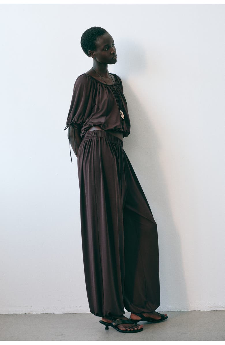 H&M Pull-on Balloon Trousers, Alternate, color, Dark Brown