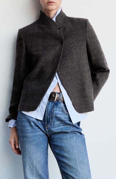 Leita Stand Collar Wool Blend Blazer