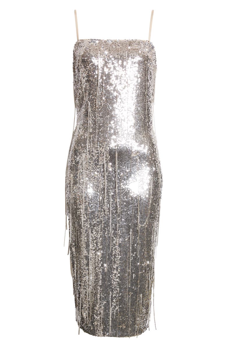 Ramy Brook Lyanna Sequin Fringe Slipdress, Alternate, color, Platinum Sequin Fringe