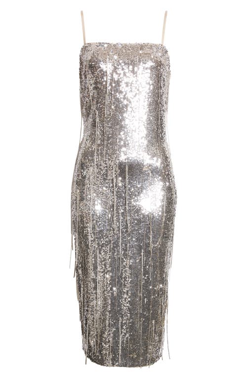 Ramy Brook Lyanna Sequin Fringe Slipdress In Gray