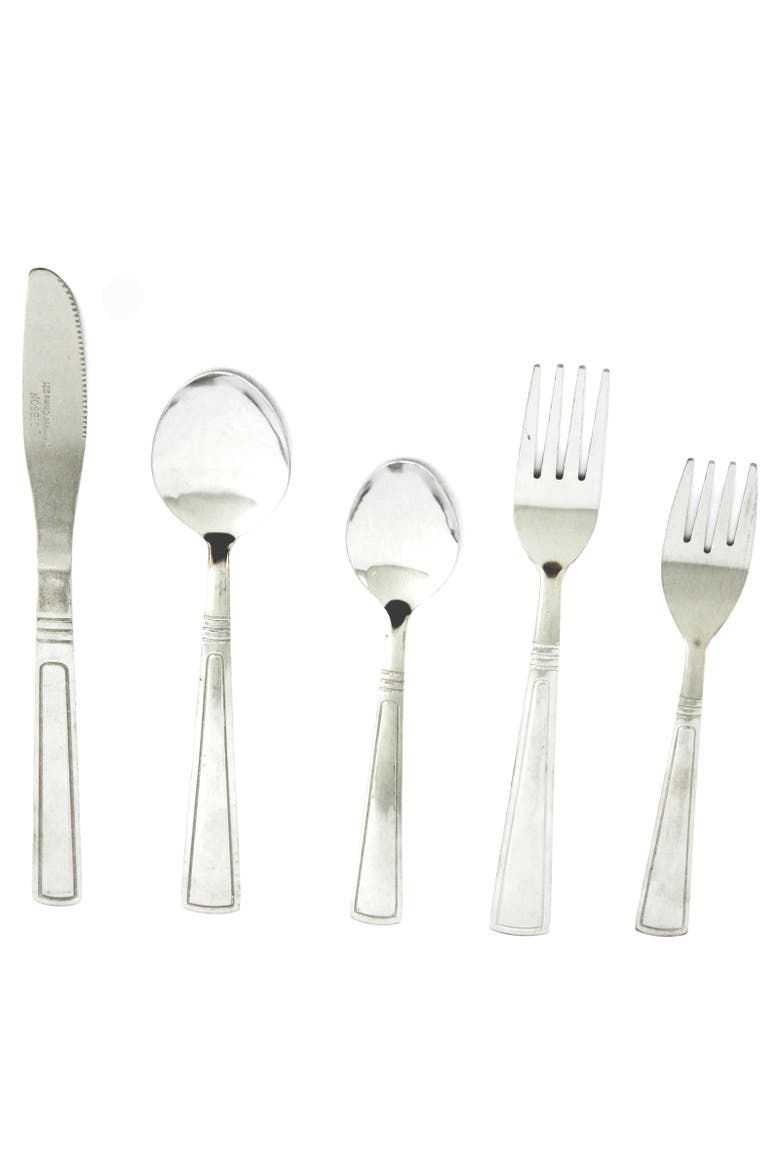 Creston 20-Piece Flatware Set with Tumble Finish, Alternate, color, Metallic Silver