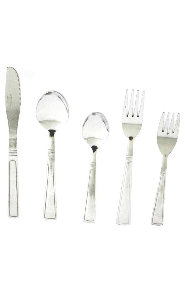 Gibson Home Creston 20-Piece Flatware Set with Tumble Finish, Alternate, color, Metallic Silver