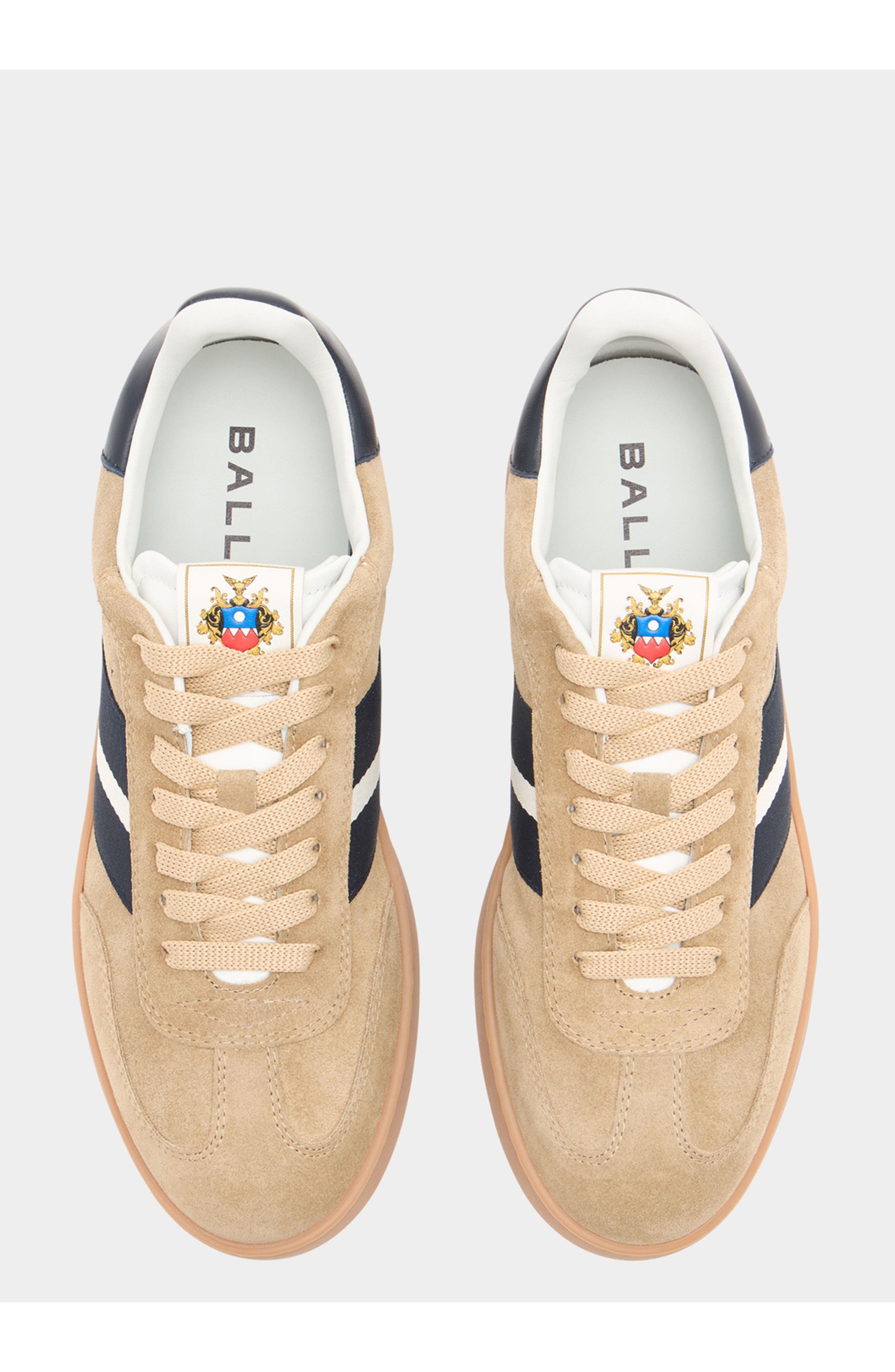 Bally Suede Retro Crest Sneaker, Alternate, color, Brown