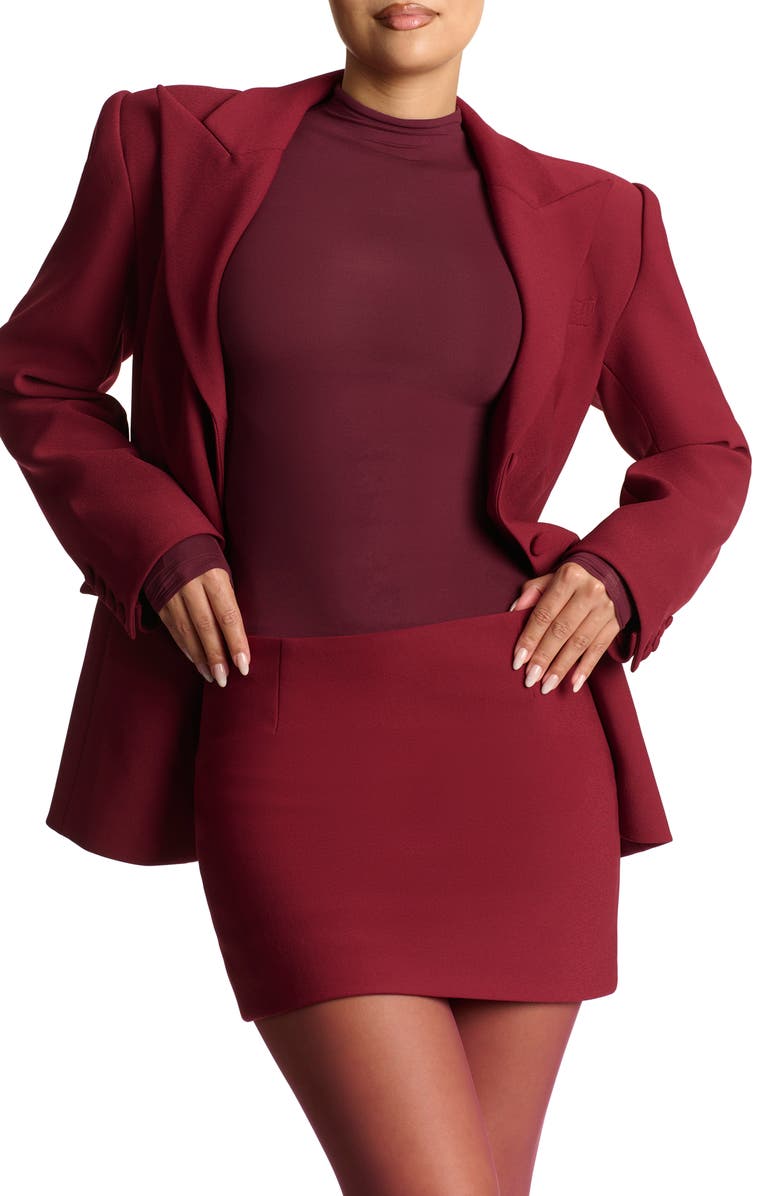 Naked Wardrobe Suiting Miniskirt, Alternate, color, Cabernet