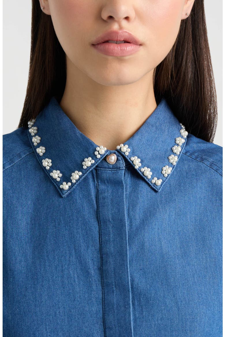 Embellished Puff Sleeve Top, Alternate, color, DENIM BLUE