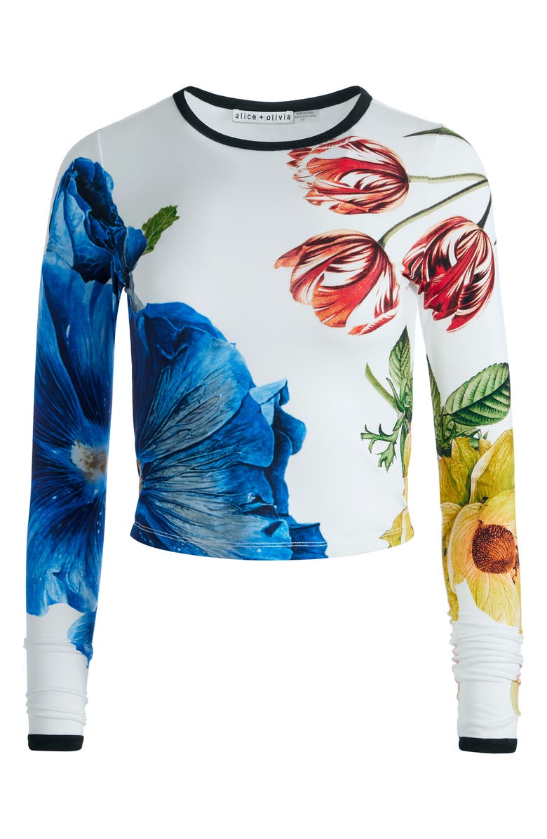 Alice + Olivia Delaina Floral Crewneck Crop Top, Alternate, color, 