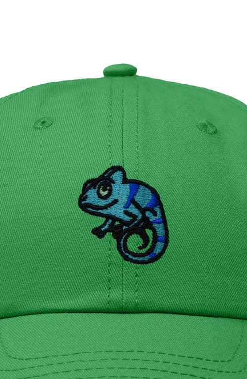 Dalix Chameleon Embroidered Dad Hat In Kelly Green